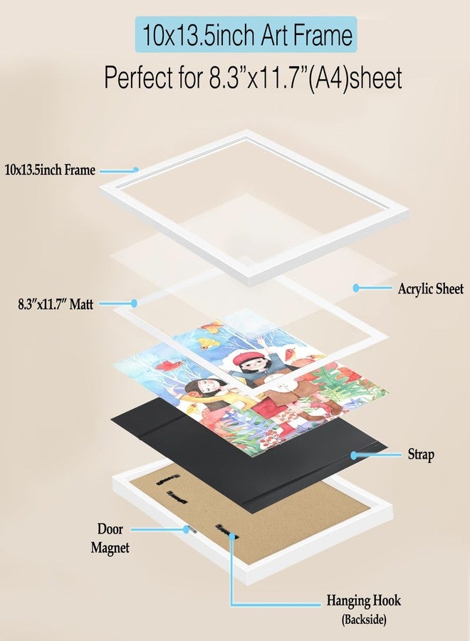 ABOUT SPACE إطار صور مستطيل الشكل للأطفال من ABOUT SPACE - إطار صور A4 أفقي وعمودي بفتحة أمامية مع زجاج مقاوم للكسر للتعليق على الحائط مع مساحة تخزين وخطاف حائط - يتسع لـ 110 قطعة (أبيض، 25.5 × 34 سم) - Image 2