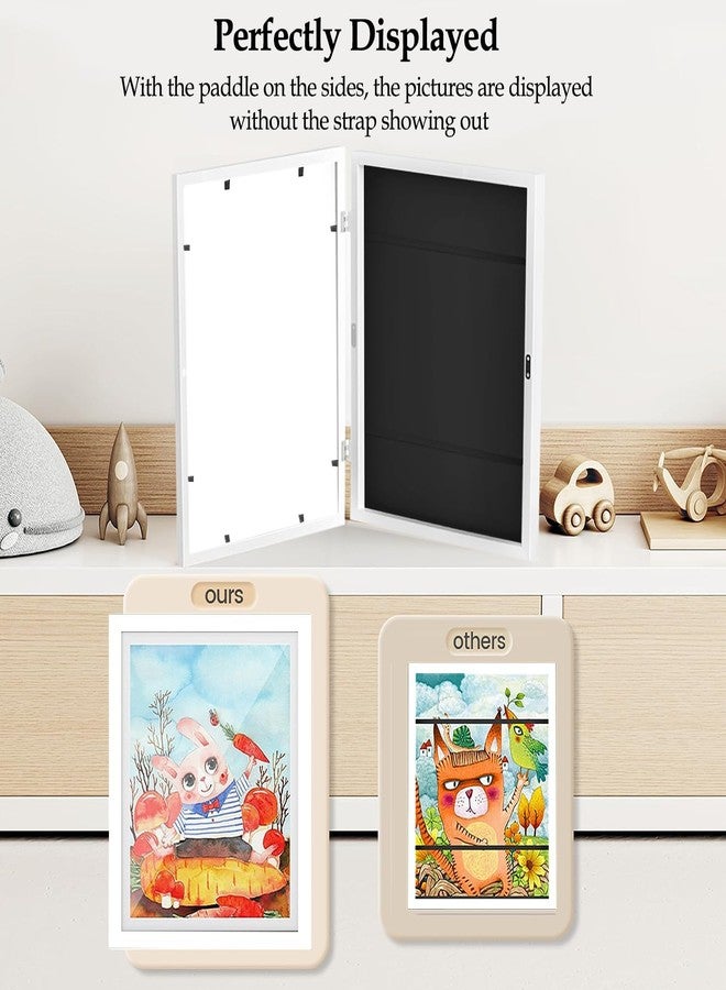 ABOUT SPACE إطار صور مستطيل الشكل للأطفال من ABOUT SPACE - إطار صور A4 أفقي وعمودي بفتحة أمامية مع زجاج مقاوم للكسر للتعليق على الحائط مع مساحة تخزين وخطاف حائط - يتسع لـ 110 قطعة (أبيض، 25.5 × 34 سم) - Image 3