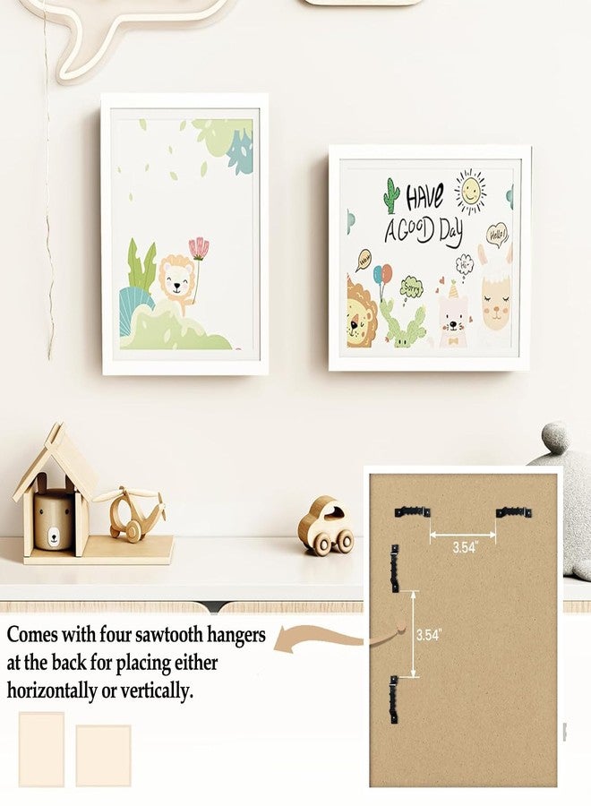 ABOUT SPACE إطار صور مستطيل الشكل للأطفال من ABOUT SPACE - إطار صور A4 أفقي وعمودي بفتحة أمامية مع زجاج مقاوم للكسر للتعليق على الحائط مع مساحة تخزين وخطاف حائط - يتسع لـ 110 قطعة (أبيض، 25.5 × 34 سم) - Image 4