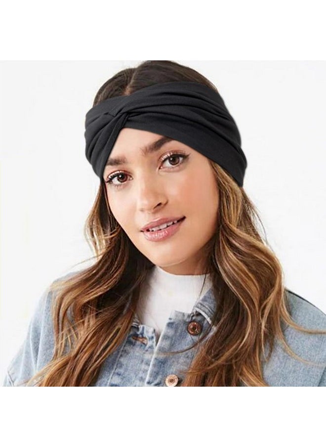 DRESHOW 4 Pack Turban Headbands For Women Wide Vintage Head Wraps Knotted Cute Hair Band Accessories  - Image 4