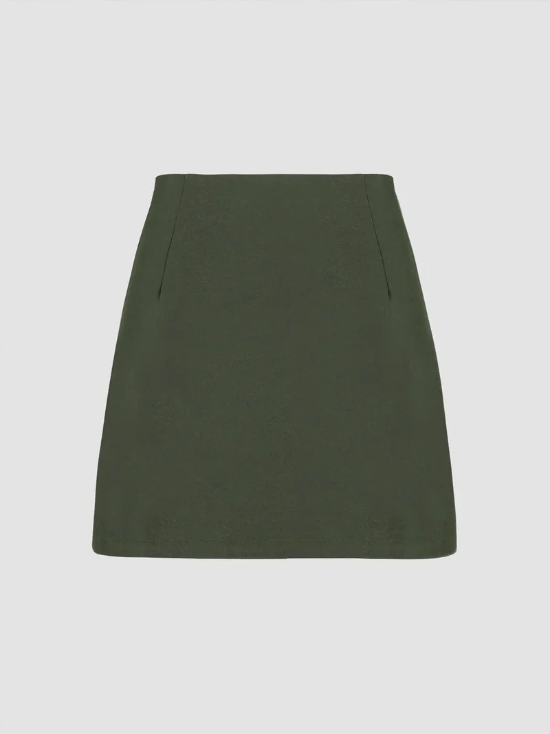 HICCUP Green High-Waist Side-Slit Skirt for Women | Best Price UAE