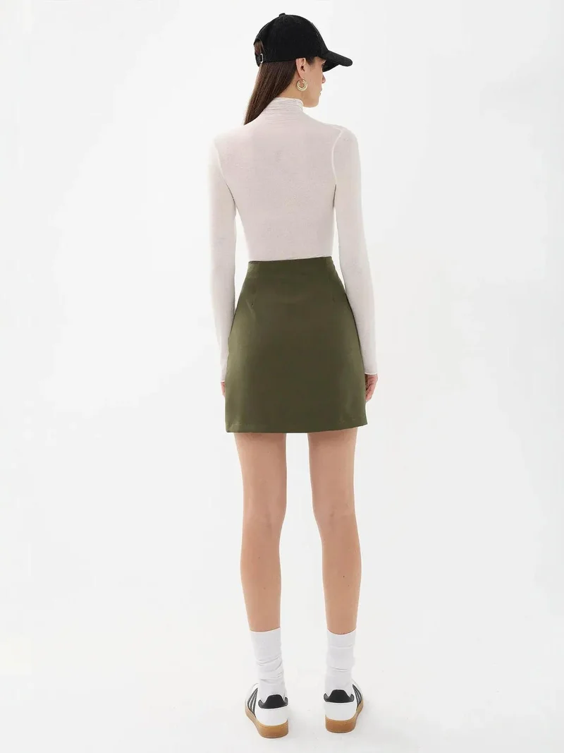 HICCUP Green High-Waist Side-Slit Skirt for Women | Best Price UAE