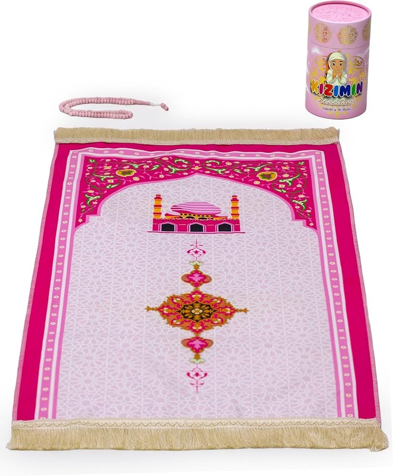 Elanesa  Muslim Prayer Rug and Prayer Beads with Elegant Gift Box - Image 1
