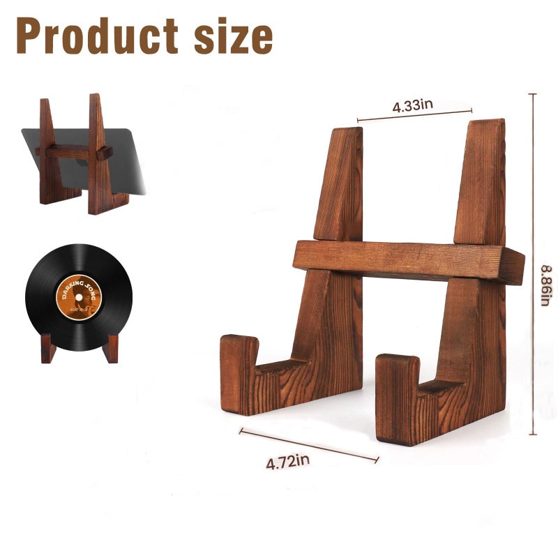 DEBETOOL Cookbook Stand for Kitchen - 8.8 inch Wooden Cookbook Holder for Kitchen Counter Decor, Multifunctional Recipe Book Stand, Rustic Brown Recipe Book Holder Stand - Image 2