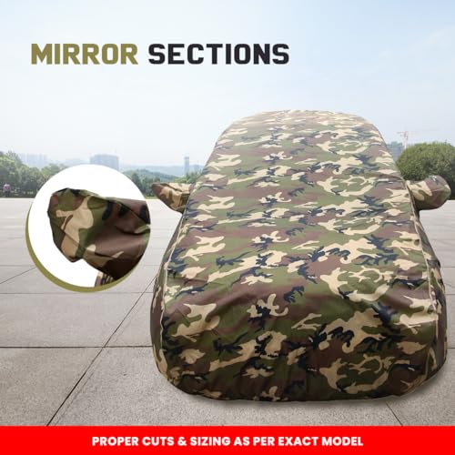 Autofact Altroz Waterproof Car Cover with Mirror Pockets, Jungle Print Army Design, 4x4 American Matty,Triple Stitched, Compatible with Tata Altroz Car Cover (2020 to 2024), Altroz Car Accessories - Image 4