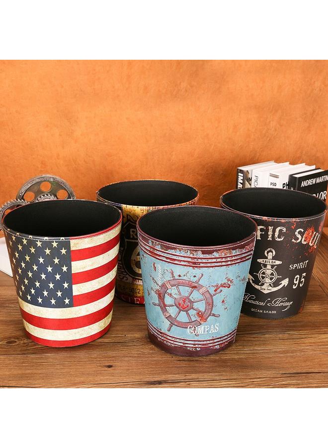 Bluejw Factory Wholesale Creative British Leather Round Large Trash Bin Household Simple Coverless Trash Bin Vintage Trash Bin - Image 3