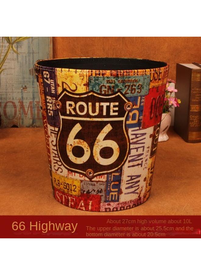 Bluejw Factory Wholesale Creative British Leather Round Large Trash Bin Household Simple Coverless Trash Bin Vintage Trash Bin - Image 1