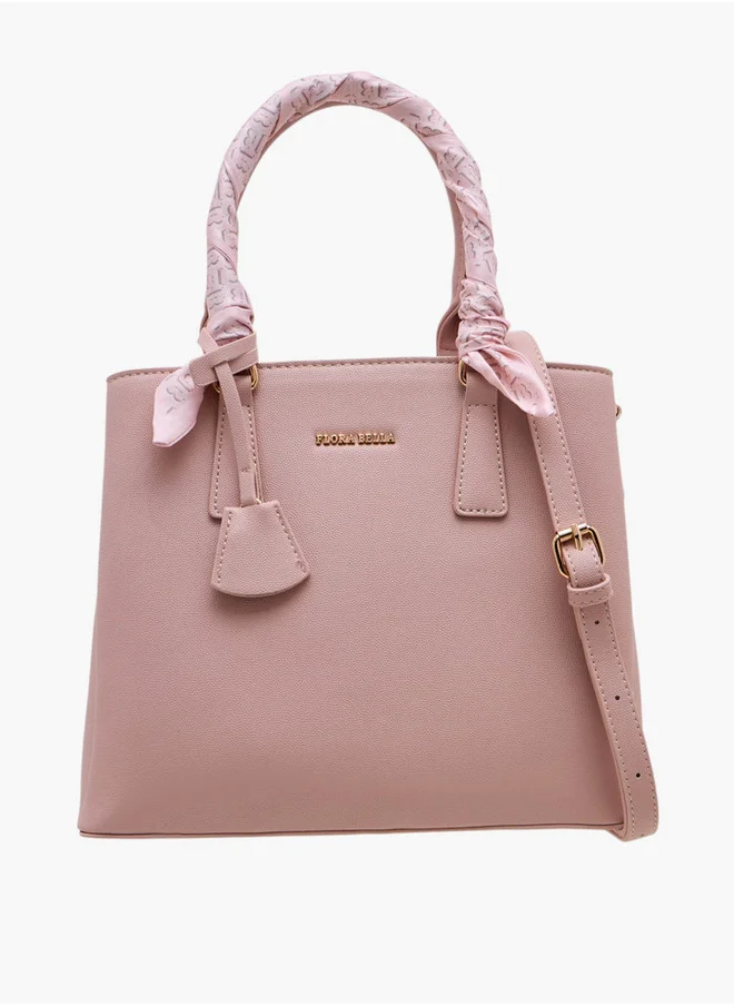فلورا بيلا من شو إكسبرس Scarf Accent Tote Bag with Double Handle and Zip Closure