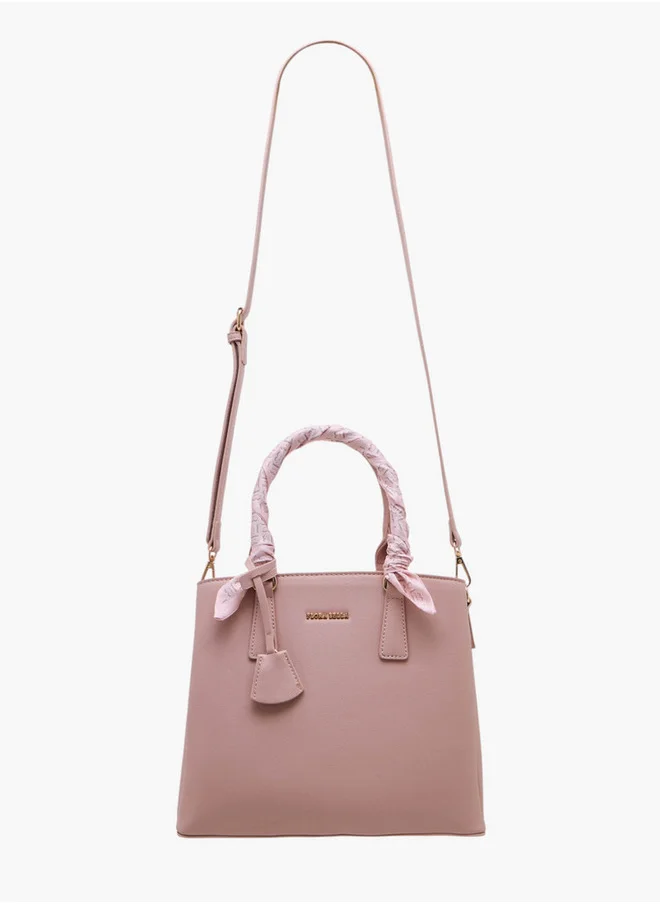 فلورا بيلا من شو إكسبرس Scarf Accent Tote Bag with Double Handle and Zip Closure