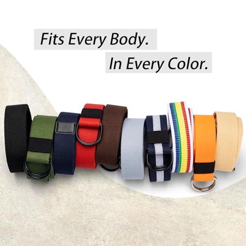 maikun Mens & Womens Canvas Belt with Black D-ring 1 1/2" Wide, Cloth Dark Blue & White Mens Belt, Length 120cm - Image 3