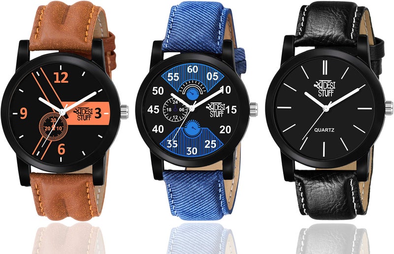SWADESI STUFF Men Leather Watch Series Analog Men's Watch (Multi-Colour Dial Multi Colored Strap) - Image 1