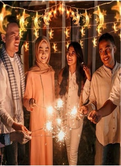 ماركة غير محددة 80 مصباح، 10 أمتار-زينة رمضان أضواء سلسلة النجوم والقمر مع جهاز التحكم عن بعد، 80 مصباح LED 10M أضواء رمضان صندوق البطارية يعمل بـ 8 أوضاع زينة رمضان للمنزل والستائر والخارج والحفلات  - Image 3