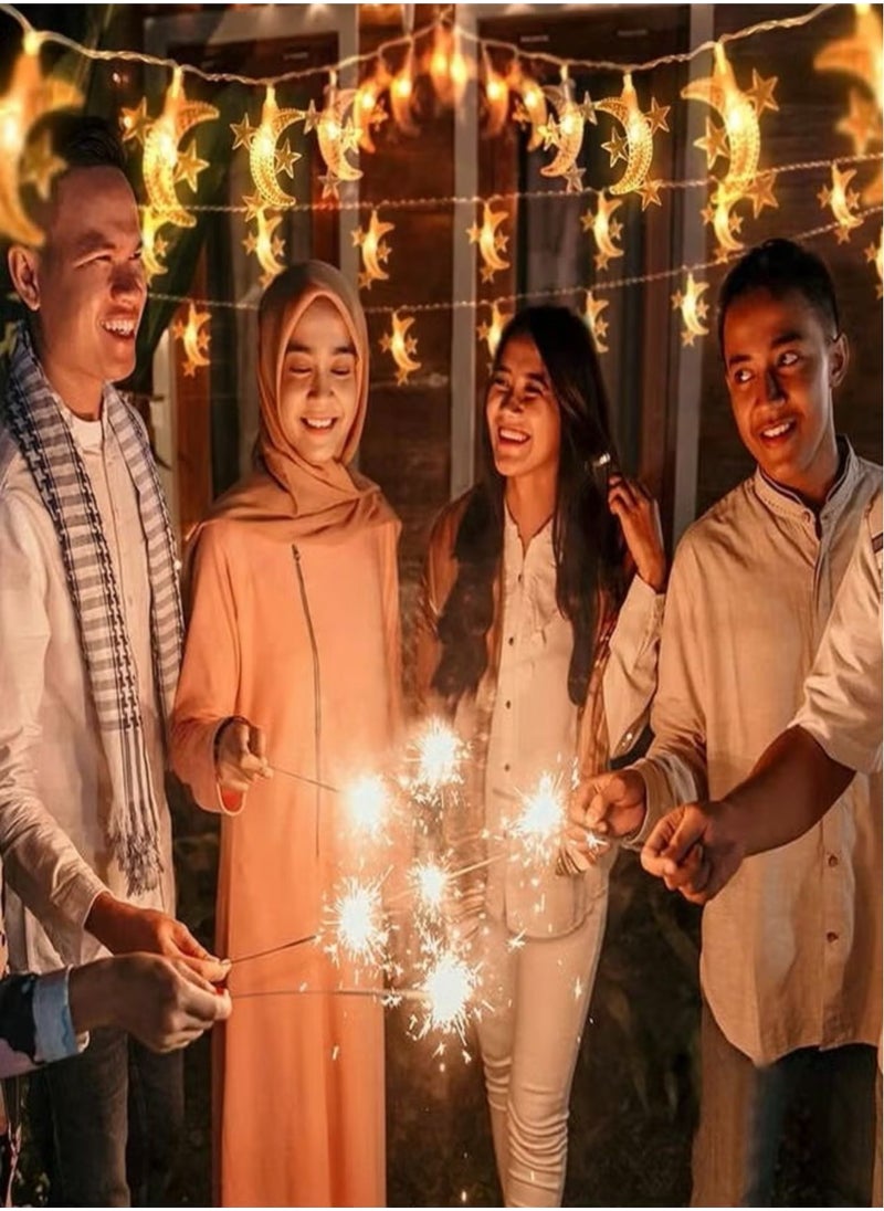 Generic Ramadan Decorations Star Moon String Lights with Remote Control, 80 LED 10M Ramadan Lights Battery Box Operated 8 Modes Ramadan Decorations for Home, Curtain, Outdoor, Party (Warm White)  - Image 3