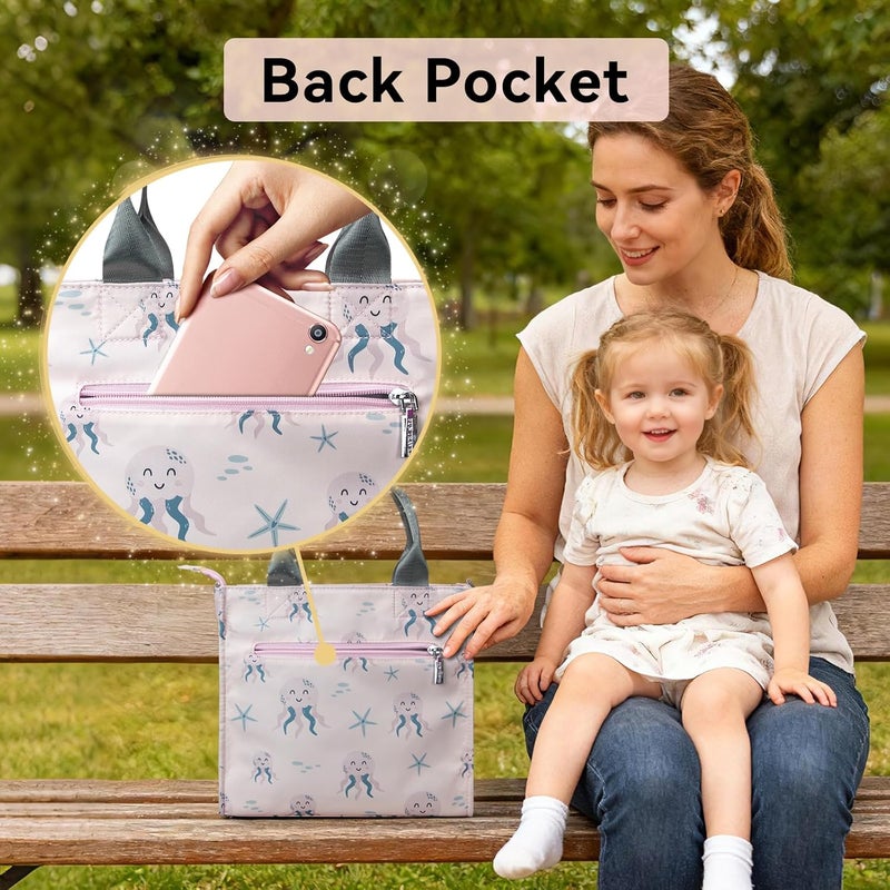 PHEBEN Store Small Diaper Bag Tote Waterproof Travel Mini Diaper Bag Multi-Function Baby Handbag Crossbody Purse(Pink Octopus) - Image 3