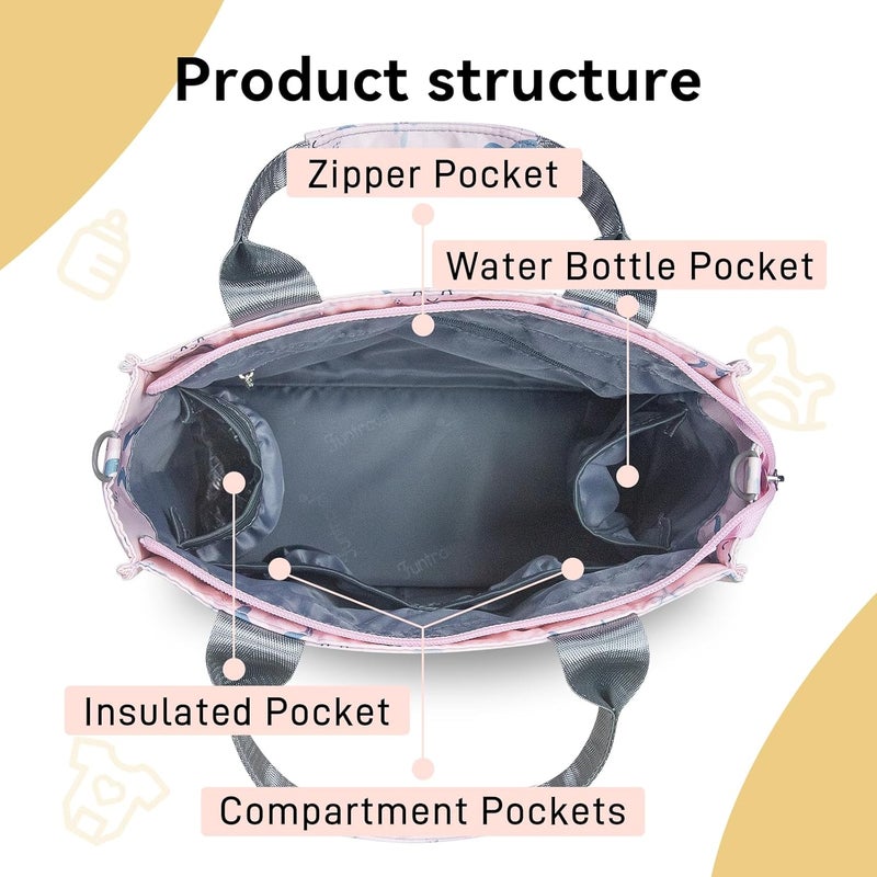 PHEBEN Store Small Diaper Bag Tote Waterproof Travel Mini Diaper Bag Multi-Function Baby Handbag Crossbody Purse(Pink Octopus) - Image 4