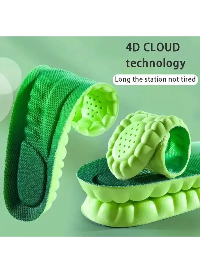 Green Orthopedic Insoles 3 Pairs Arch Support Shock Absorption Breathable Design Soft PU Men Women - Image 1