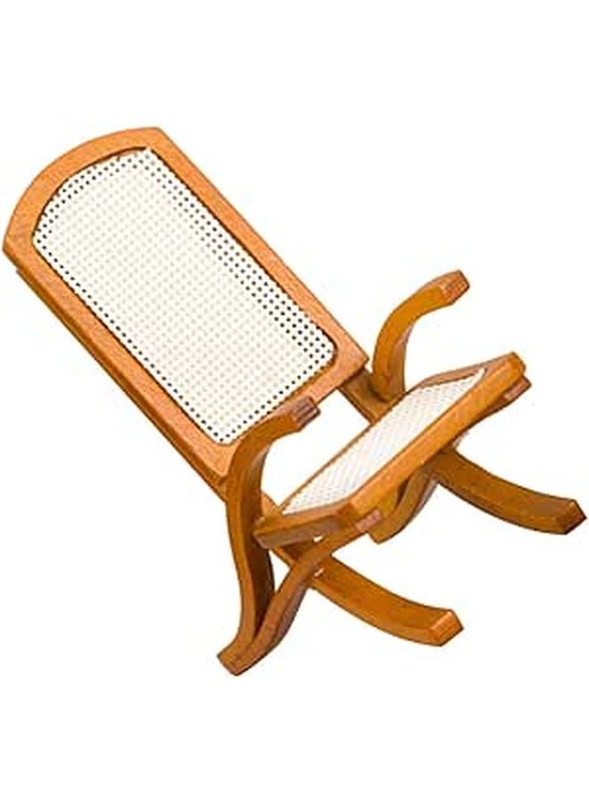 12 Scale Wooden Rattan Dollhouse Beach Chair For Balcony Patio Decoration - Image 1