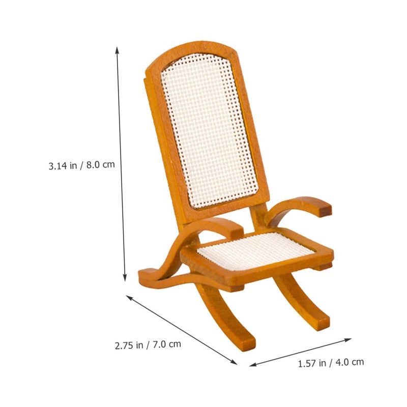 12 Scale Wooden Rattan Dollhouse Beach Chair For Balcony Patio Decoration - Image 3