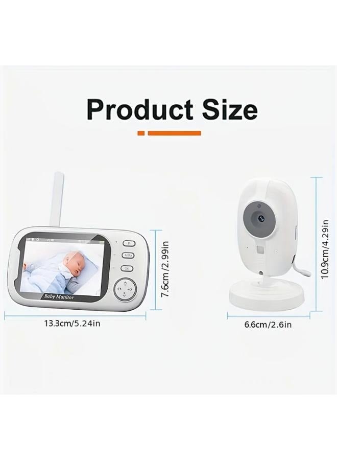 Wireless Baby Monitor 2.4G 3.5 Inch LCD Two Way Audio Talk Night Vision with Temperature Monitoring and Lullabies for Baby - Image 2