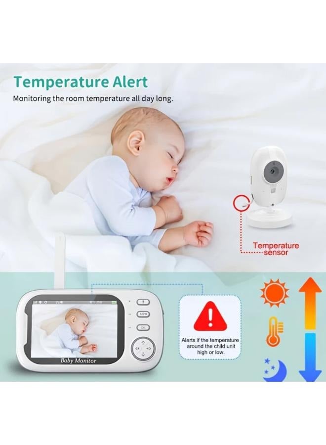 Wireless Baby Monitor 2.4G 3.5 Inch LCD Two Way Audio Talk Night Vision with Temperature Monitoring and Lullabies for Baby - Image 4