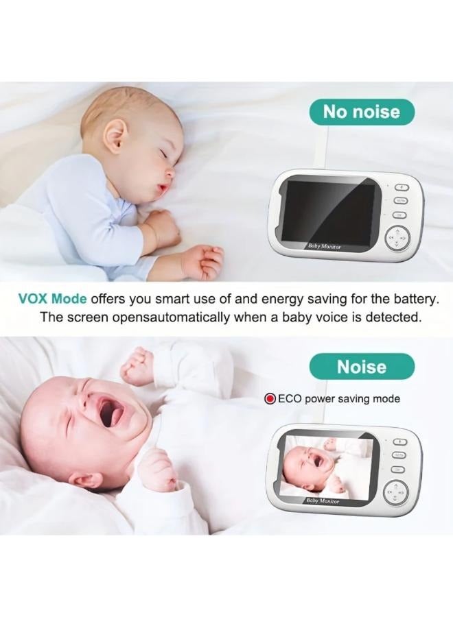 Wireless Baby Monitor 2.4G 3.5 Inch LCD Two Way Audio Talk Night Vision with Temperature Monitoring and Lullabies for Baby - Image 5