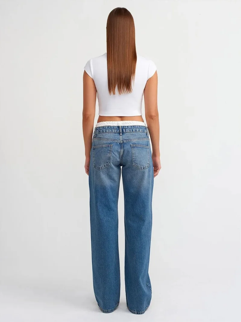 ديلفين Dilvin Women's Mid-Waist Straight-Leg Jeans