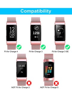 Y&D Replacement Bands Compatible with Fitbit Charge 4/3, 2 Pack Metal Band Fitness Sport Bands, Adjustable Stainless Steel Mesh Loop Magnetic Clasp Wristbands for Women Men (Black + Rose Gold)  - Image 4