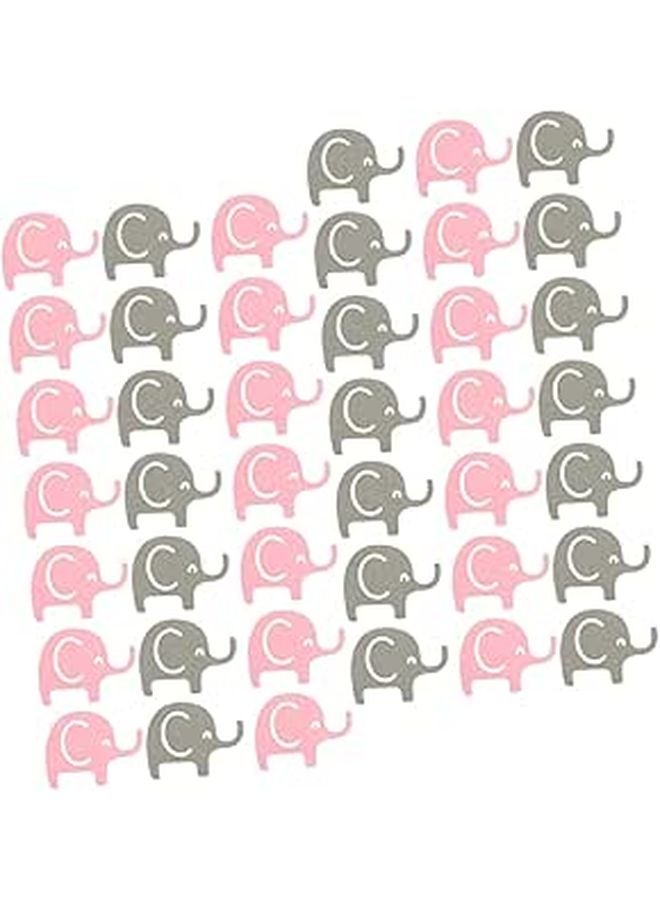 Pink And Gray Elephant Paper Confetti 200pcs Birthday Party Table Scatter Decorations - Image 1