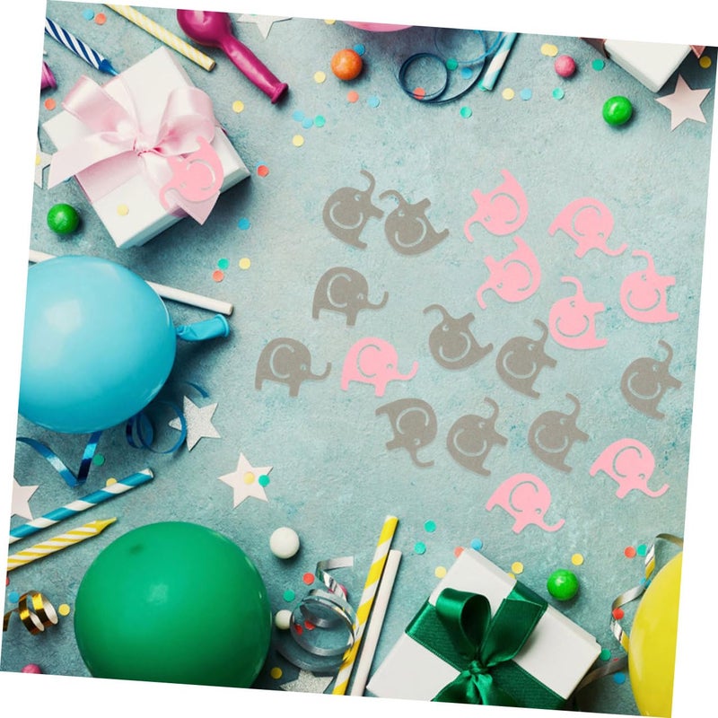 Pink And Gray Elephant Paper Confetti 200pcs Birthday Party Table Scatter Decorations - Image 5