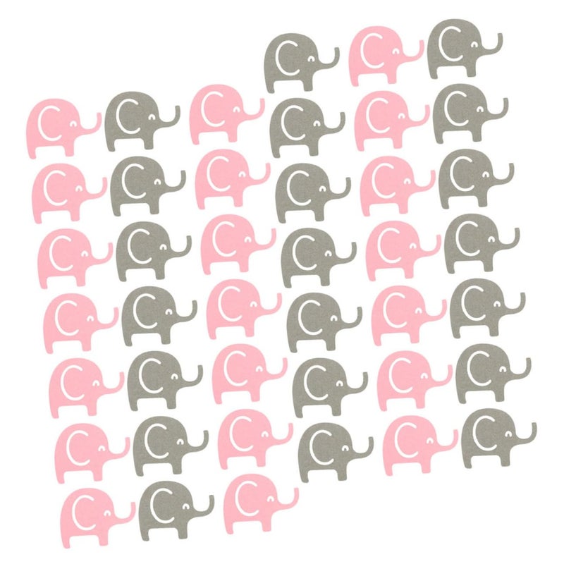 Pink And Gray Elephant Paper Confetti 200pcs Birthday Party Table Scatter Decorations - Image 2
