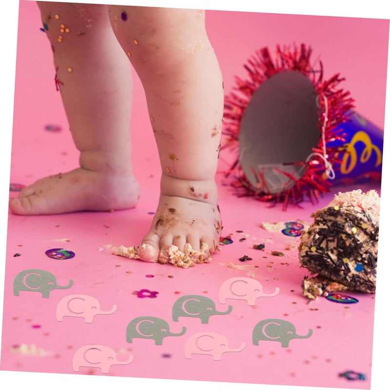 Pink And Gray Elephant Paper Confetti 200pcs Birthday Party Table Scatter Decorations - Image 4
