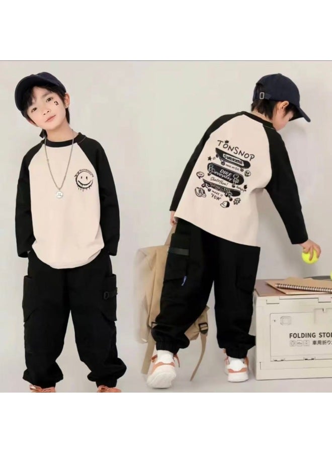 Children's Soft Velvet Bottoming Shirt Autumn And Winter Boys' Splicing Contrasting Printed Long-sleeved Warm Half Turtleneck Top