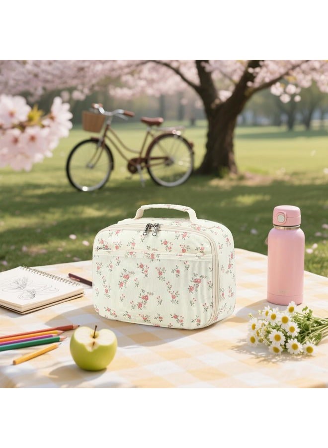 BLUBOON Kids Girls Lunch Bag Insulated Lunch Box for school Corduroy Lunch Cooler Organizer School Kids Lunch Tote - Image 5