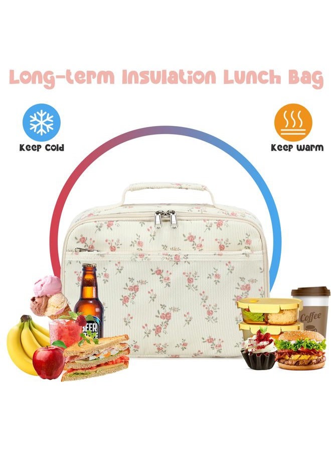 BLUBOON Kids Girls Lunch Bag Insulated Lunch Box for school Corduroy Lunch Cooler Organizer School Kids Lunch Tote - Image 2