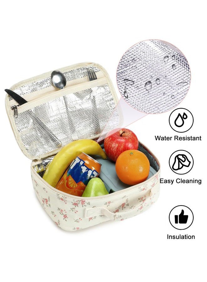 BLUBOON Kids Girls Lunch Bag Insulated Lunch Box for school Corduroy Lunch Cooler Organizer School Kids Lunch Tote - Image 4