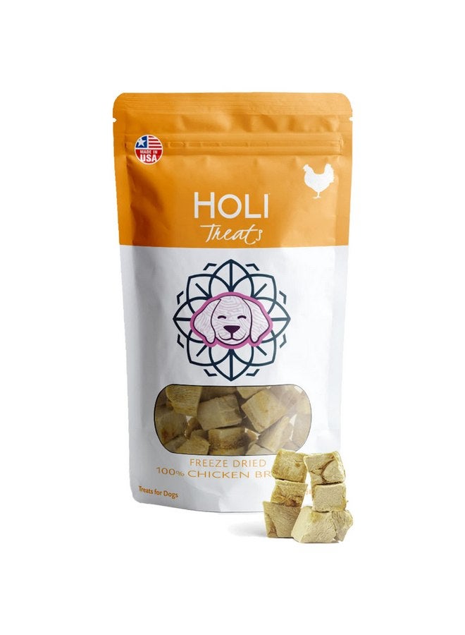 هولي مكافآت الكلاب المصنوعة من الدجاج المجفف بالتجميد من هولي - صدور دجاج طبيعية 100% - درجة مناسبة للبشر، مكون واحد - خالية من الحبوب والغلوتين والصويا - (1.75 أونصة) - Image 1