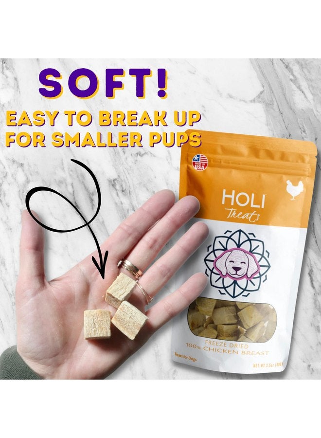 هولي مكافآت الكلاب المصنوعة من الدجاج المجفف بالتجميد من هولي - صدور دجاج طبيعية 100% - درجة مناسبة للبشر، مكون واحد - خالية من الحبوب والغلوتين والصويا - (1.75 أونصة) - Image 3