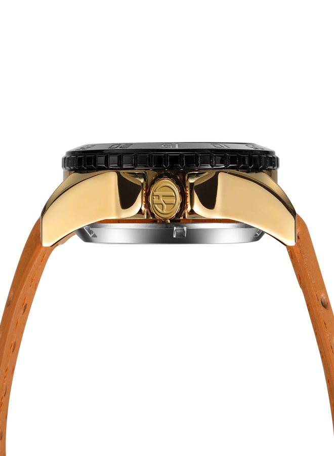 فورسينينج ساعة رجالية أوتوماتيكية ميكانيكية بحزام جلدي، تصميم كلاسيكي بمينا هيكلي، ساعة يد مضيئة - Image 2