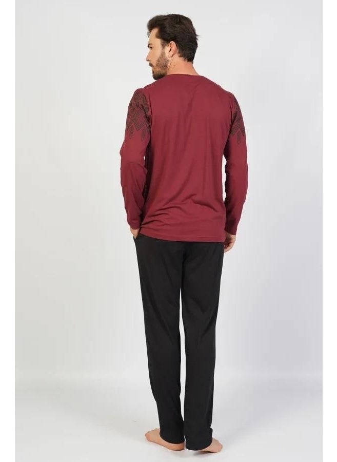 Espuar Cotton, Large Size Jacquard Men's Pajama Set, Pocket Detail  - Image 3