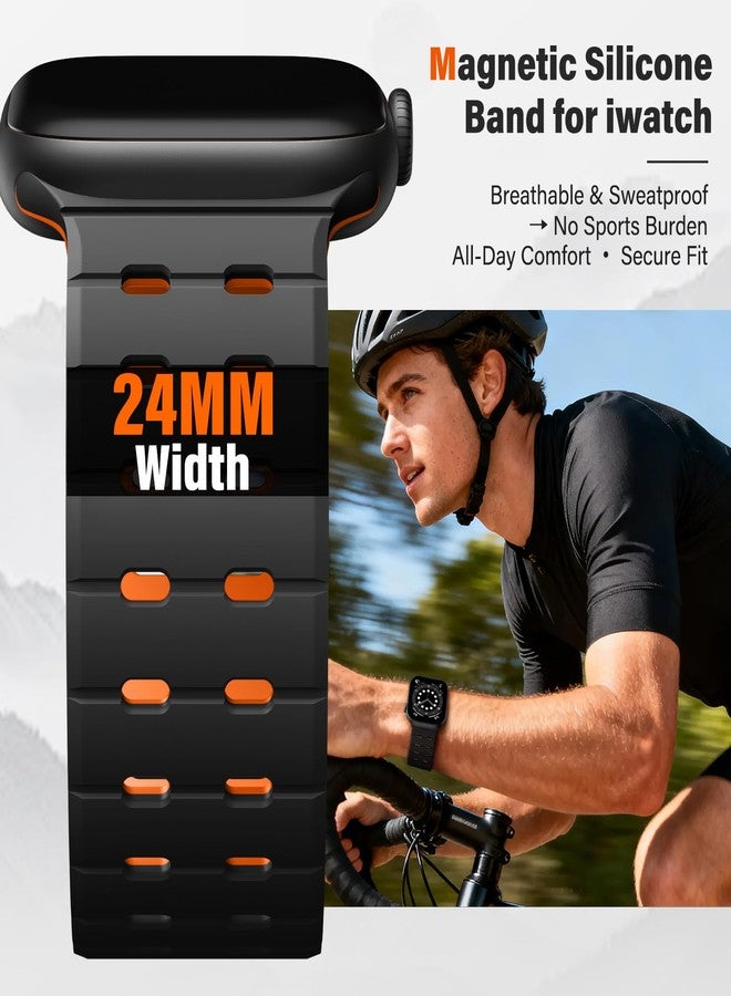 Getino Magnetic Silicone Band Compatible with Apple Watch Bands 44mm 45mm 46mm 49mm 42mm Men Women,Strong Magnet Breathable Sport Strap for iWatch Series 11 Ultra 3 Ultra 2 Se 10 9 8 7 6 5 4 1 - Image 5