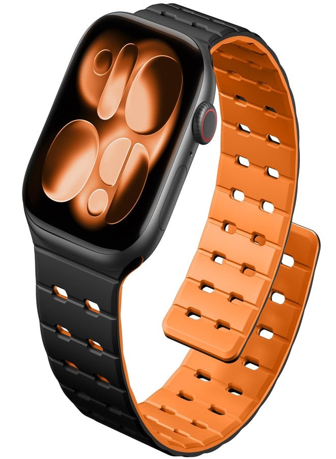 Getino Magnetic Silicone Band Compatible with Apple Watch Bands 44mm 45mm 46mm 49mm 42mm Men Women,Strong Magnet Breathable Sport Strap for iWatch Series 11 Ultra 3 Ultra 2 Se 10 9 8 7 6 5 4 1 - Image 1