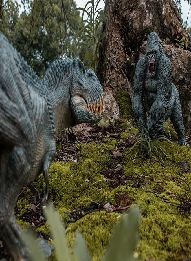 Higherbros Gorilla VS Vastatosaurus Rex Dinosaur Toys with Realistic Rock Action Figure Rampage Gorilla Fight Tarbosaurus Animal Figurines for Role Playing for Kids - Image 3