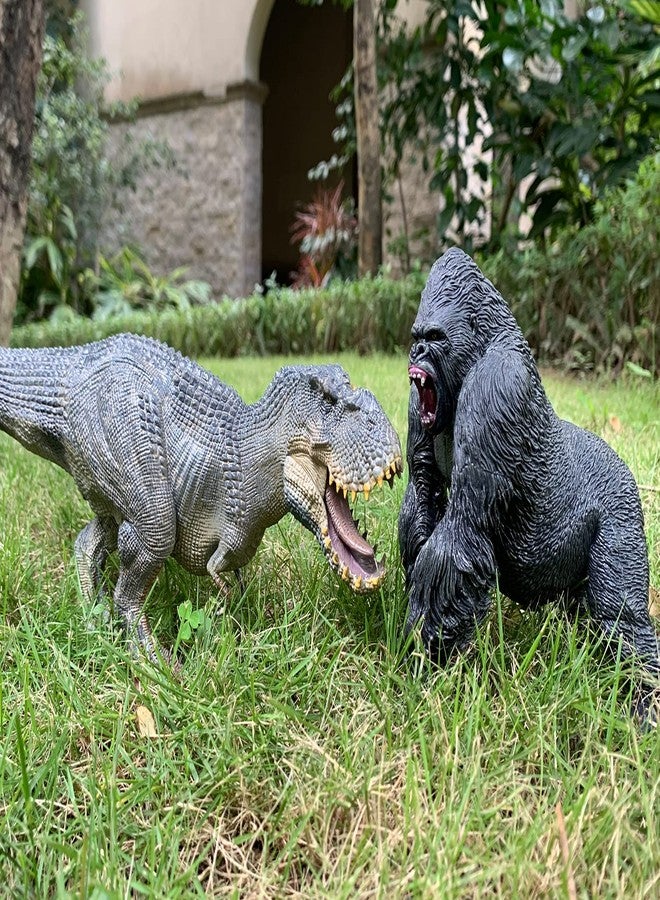 Higherbros Gorilla VS Vastatosaurus Rex Dinosaur Toys with Realistic Rock Action Figure Rampage Gorilla Fight Tarbosaurus Animal Figurines for Role Playing for Kids - Image 4