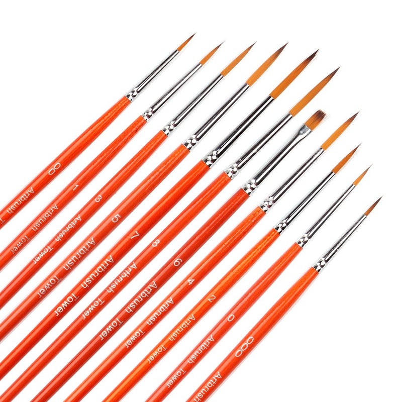 Small Enamel Paint Brushes Set 11 Pieces Detail Painting Kit for Artists Model Miniature Acrylic and Watercolor Paint Red