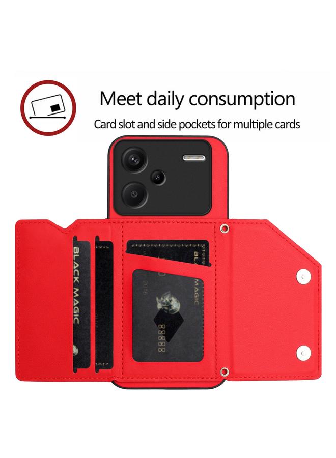 S-TOP Case For Redmi Note 13 Pro+ Skin Feel Four Card Slots Phone Case with Wrist Strap - Image 5