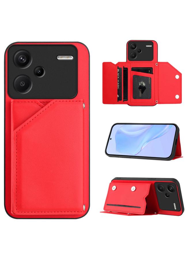S-TOP Case For Redmi Note 13 Pro+ Skin Feel Four Card Slots Phone Case with Wrist Strap - Image 1