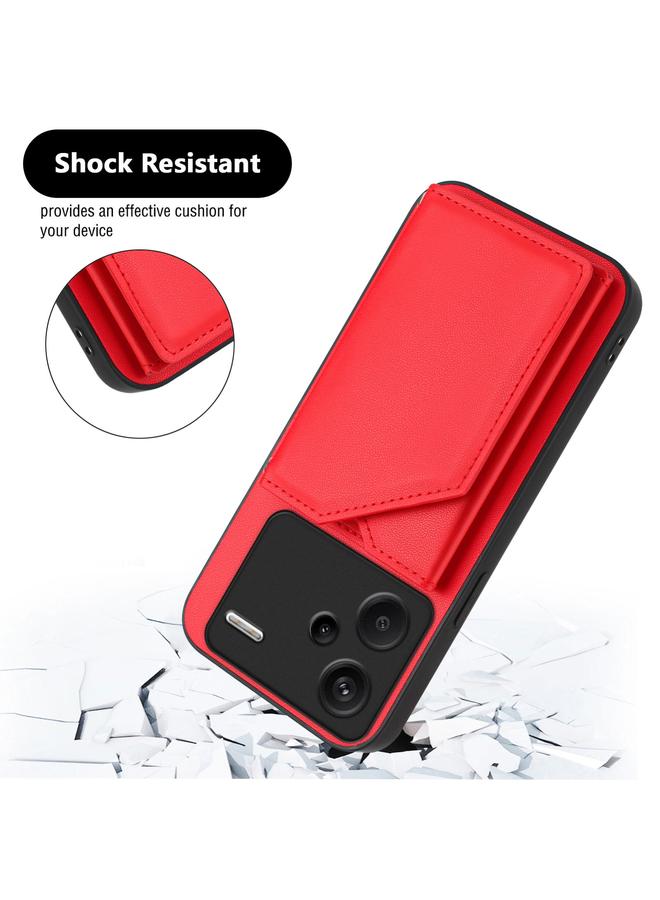 S-TOP Case For Redmi Note 13 Pro+ Skin Feel Four Card Slots Phone Case with Wrist Strap - Image 3