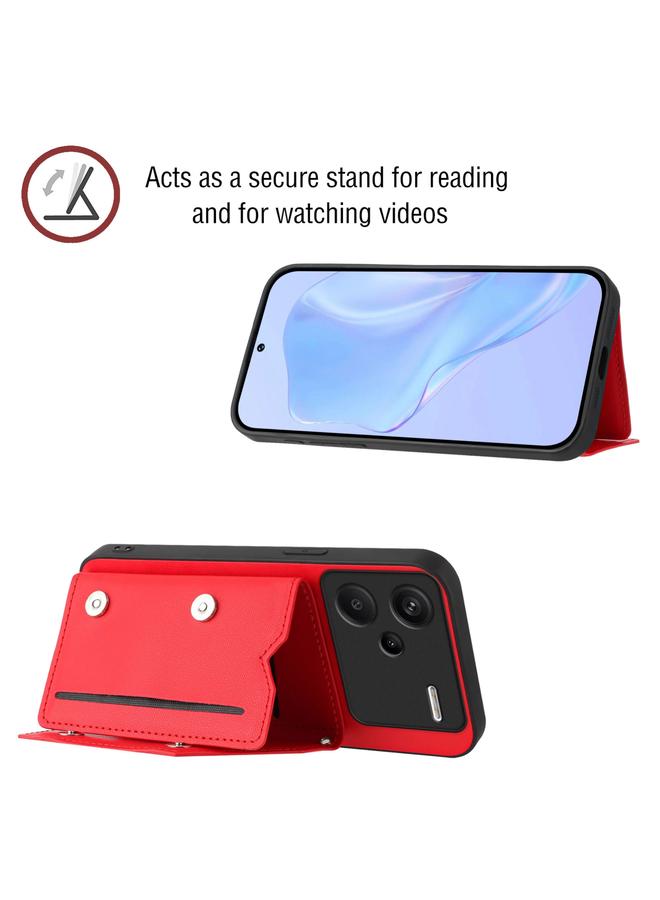 S-TOP Case For Redmi Note 13 Pro+ Skin Feel Four Card Slots Phone Case with Wrist Strap - Image 4