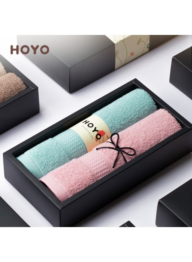 Hoyo Japan, Towel Gift Box, A-class Pure Cotton, 2-pack, Hefen Floral, Household Absorbent Gift Box, Light Gray + Dark Gray - Image 2