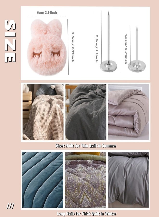 Chchmu Duvet Clips 6 Pcs Cotton Rabbit Quilt Cover Pins Non-Slip Comforters Quilt Fixer Duvet Fasteners Grippers Anti-Movement Bed Quilt Clamps Sheet Quilt Holder Clips for Socks Curtains Quilt Cover, Pink - Image 5